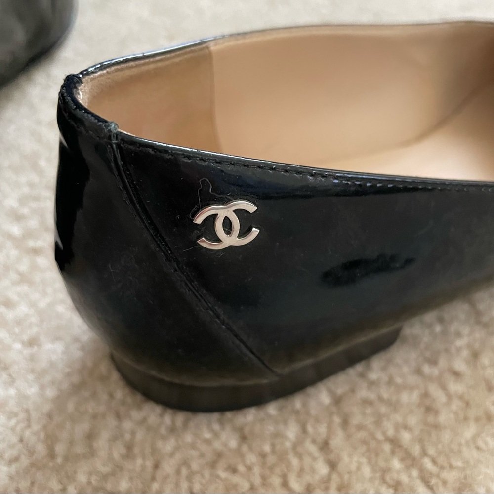 Chanel Patent Leather Loafers Braided Chain Embellishment - Picture 6 of 8